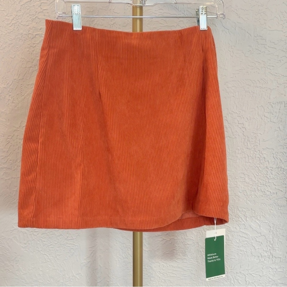 NEW HALARA Large Women's Corduroy Mini Skirt w/ shorts/skort - orange - Picture 2 of 4
